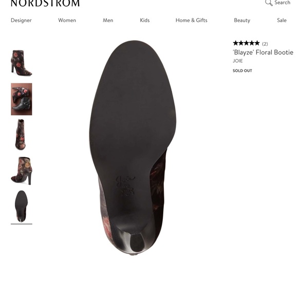 JOIE “BLAYZE” FLORAL VELVET PRINT ANKLE BOOT. 7 - Picture 4 of 4